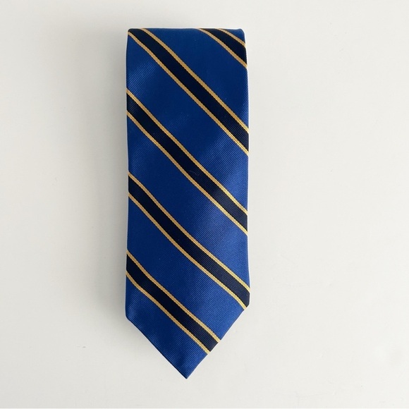 Brooks Brothers Blue and Gold Silk Striped Men's Tie - Picture 1 of 4